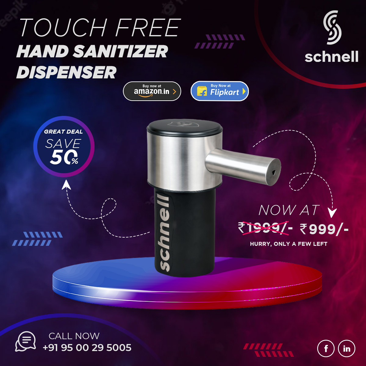 Schnell Touchfree hand sanitizer dispenser
